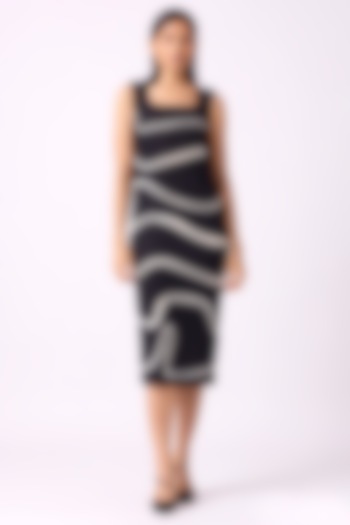 Black Polyester Printed Shift Summer Dress by Scarlet Sage at Pernia's Pop Up Shop