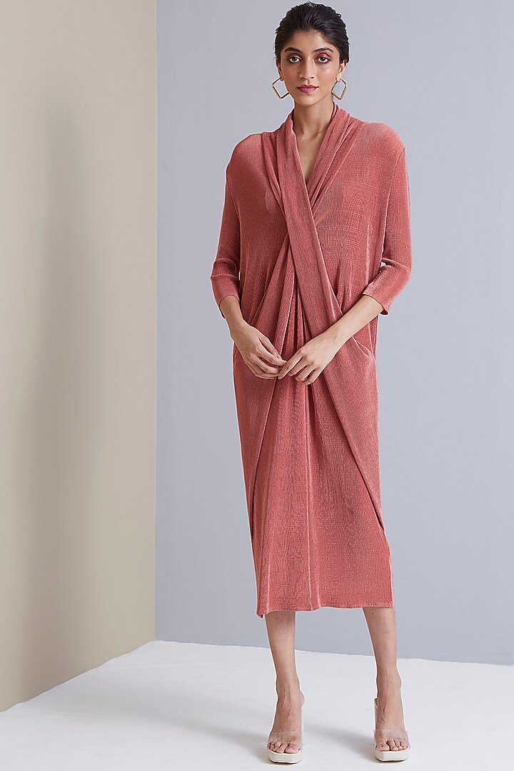 Brink Pink Polyester Midi Summer Dress by Scarlet Sage at Pernia's Pop Up Shop
