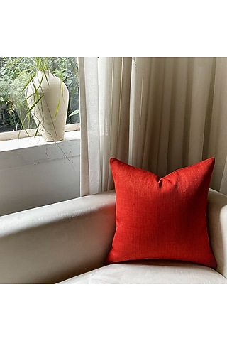 Red-Orange Polyester Cushion Cover by Studio Covers