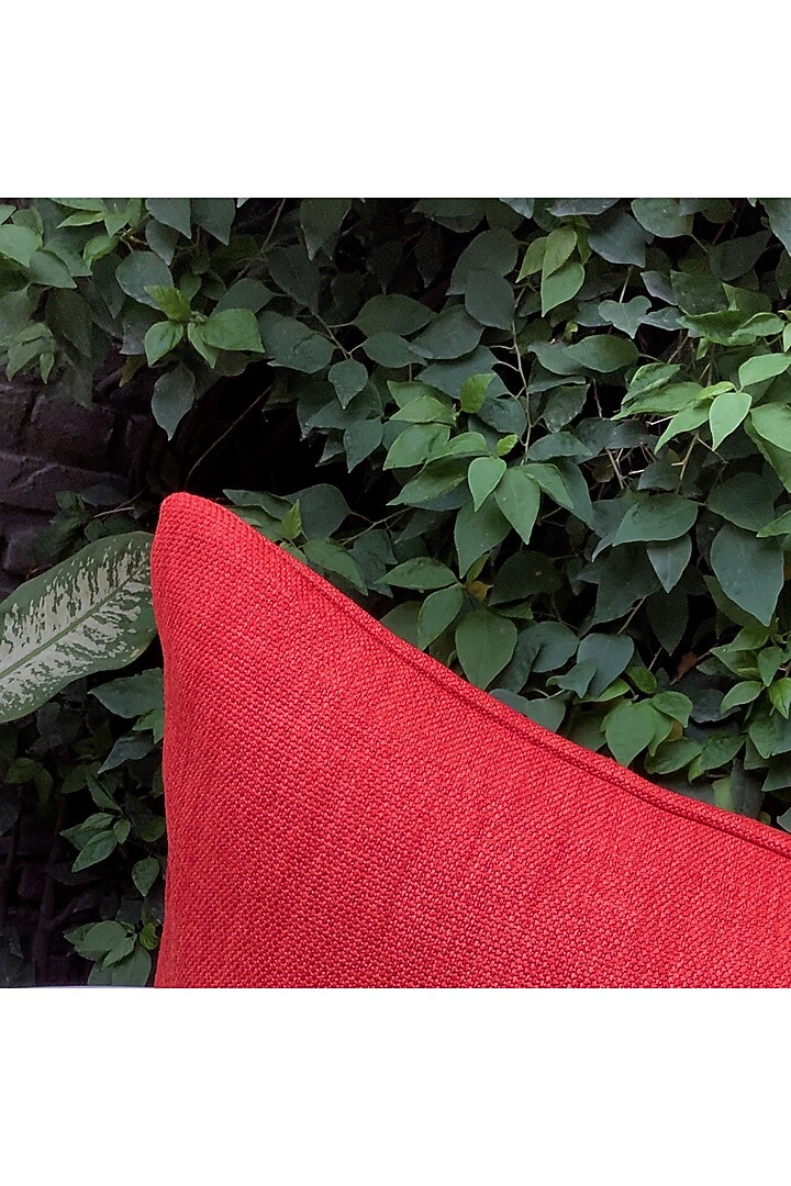 Red-Orange Polyester Cushion Cover by Studio Covers at Pernia's Pop Up Shop