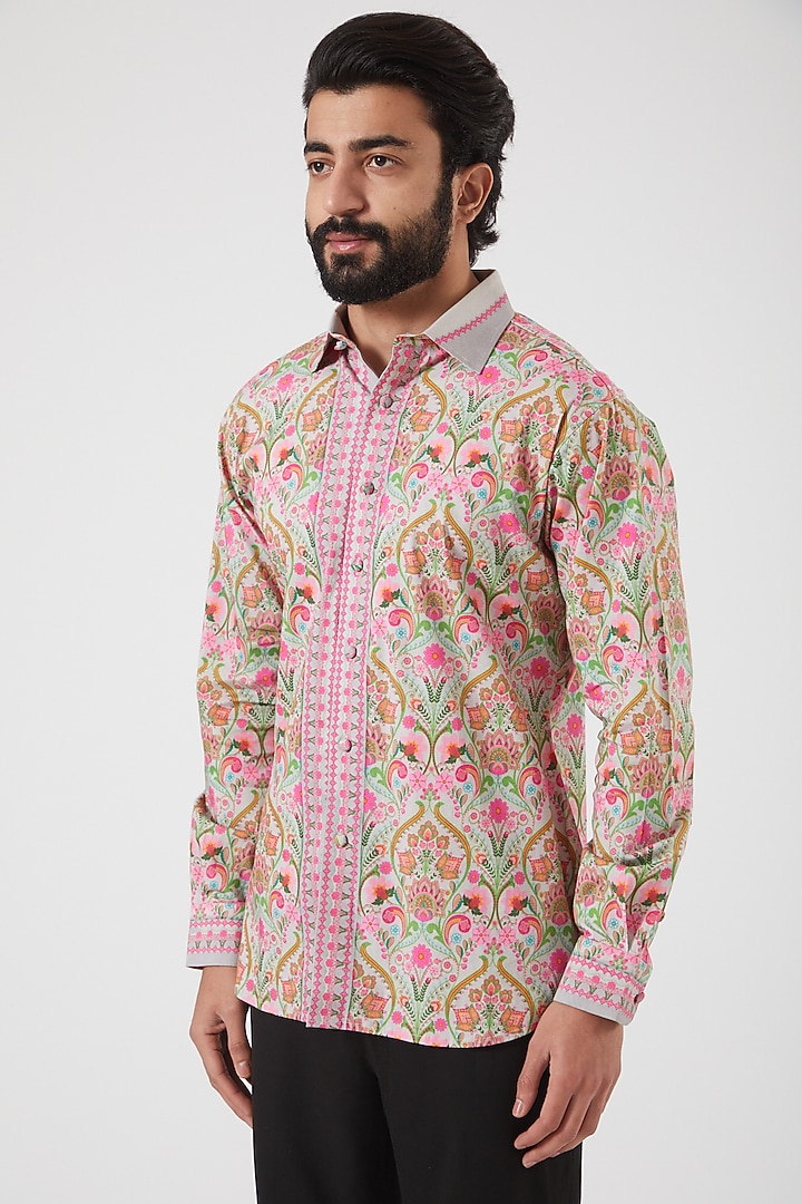 Grey Printed Party Wear Shirt by Siddhartha Bansal Men at Pernia's Pop Up Shop