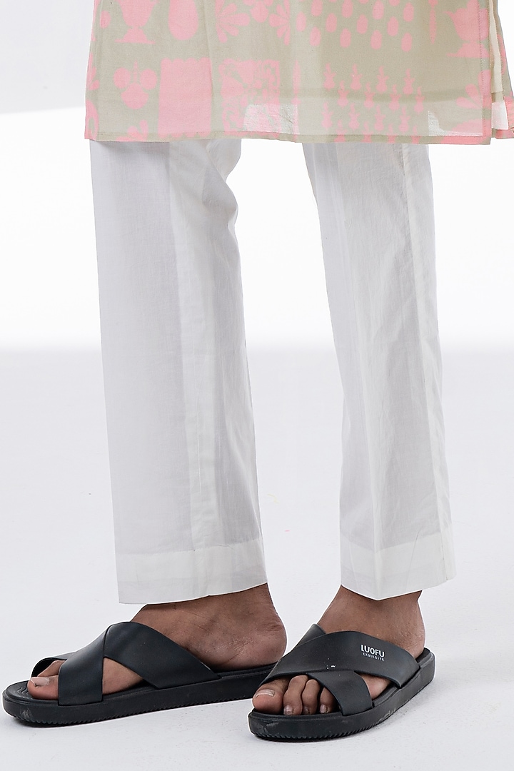 Powder Pink & Lavender Chanderi Printed Kurta Set by Siddhartha Bansal Men at Pernia's Pop Up Shop