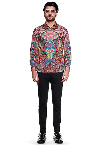 Brown Cotton Bagh Shirt by Siddhartha Bansal Men