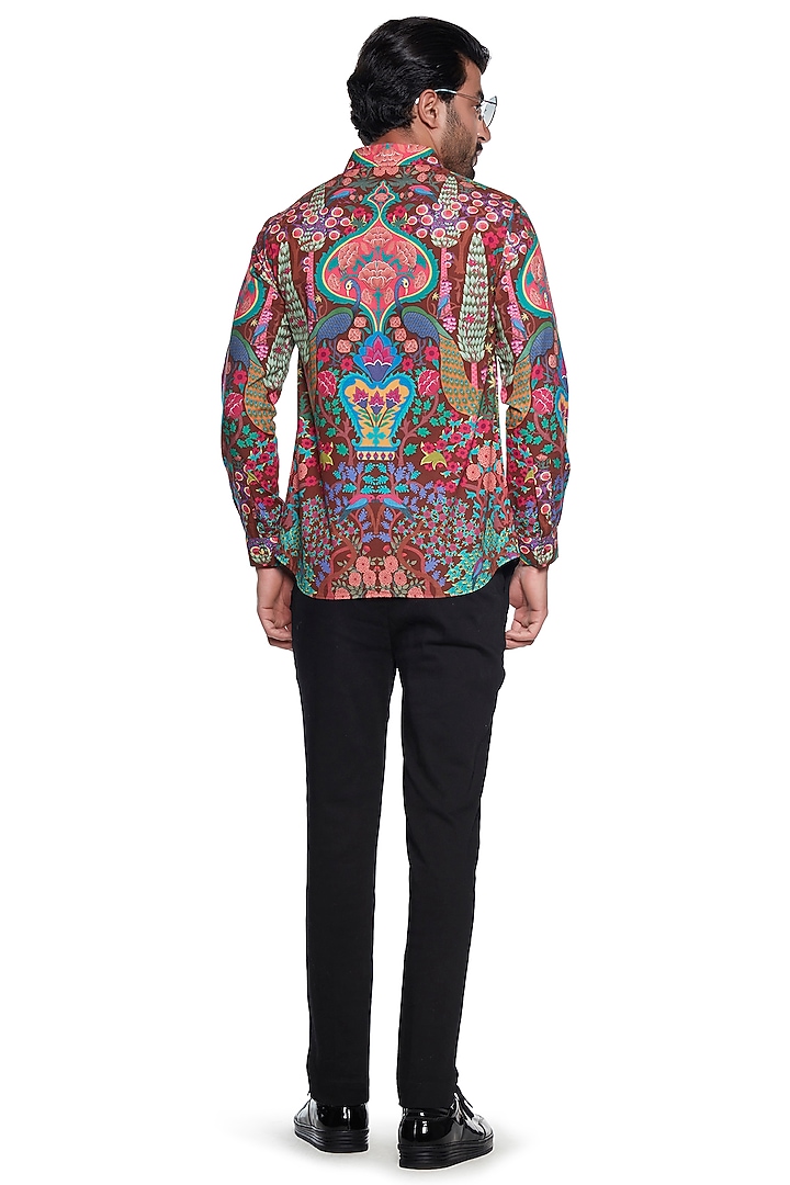 Brown Cotton Bagh Party Wear Shirt by Siddhartha Bansal Men at Pernia's Pop Up Shop