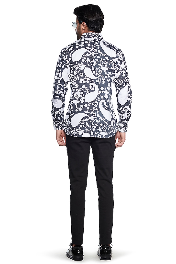 Black & White Paisley Party Wear Shirt by Siddhartha Bansal Men at Pernia's Pop Up Shop