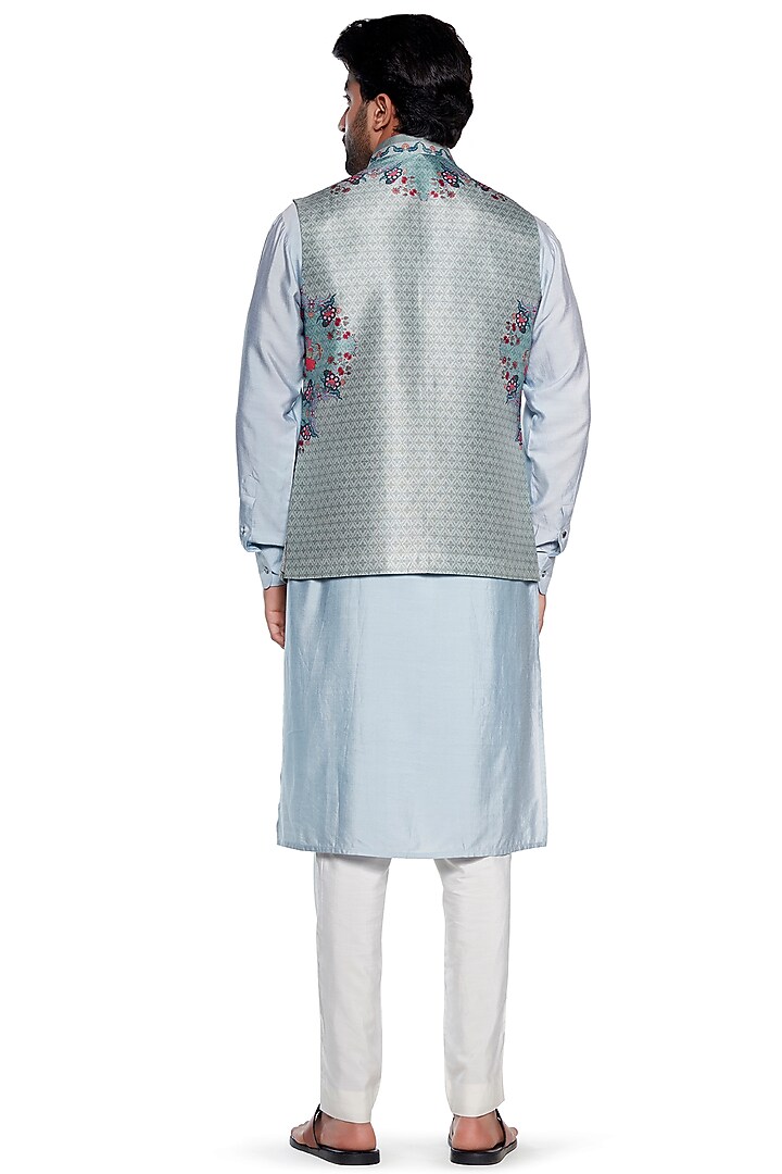Grey Chintz Bundi Jacket by Siddhartha Bansal Men at Pernia's Pop Up Shop