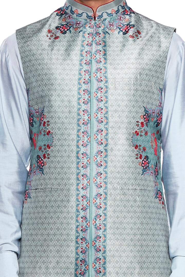 Grey Chintz Bundi Jacket by Siddhartha Bansal Men at Pernia's Pop Up Shop