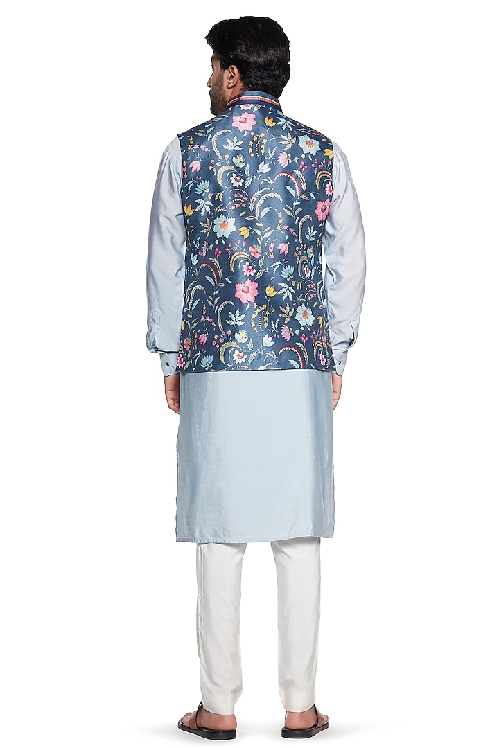 Dark Grey Chintz Bundi Jacket by Siddhartha Bansal Men at Pernia's Pop Up Shop