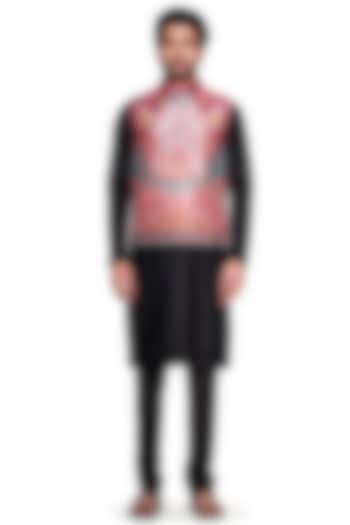 Multi-Colored Dupion Paisley Bundi Jacket by Siddhartha Bansal Men at Pernia's Pop Up Shop