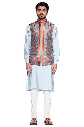 Grey Bagh Bundi Jacket by Siddhartha Bansal Men