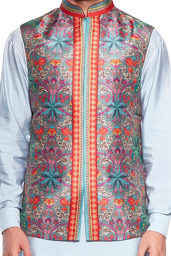 Grey Bagh Bundi Jacket by Siddhartha Bansal Men at Pernia's Pop Up Shop