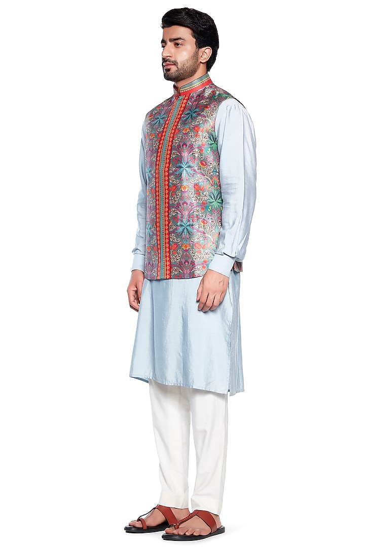 Grey Bagh Bundi Jacket by Siddhartha Bansal Men at Pernia's Pop Up Shop