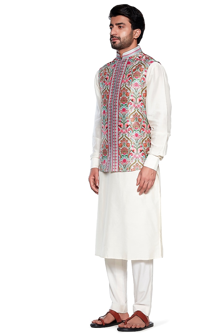 Grey Paisley Bundi Jacket by Siddhartha Bansal Men at Pernia's Pop Up Shop