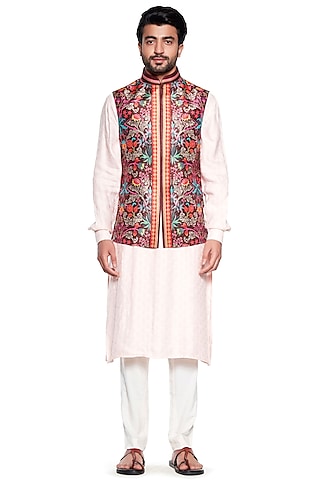 Brown Dupion Chintz Bundi Jacket by Siddhartha Bansal Men