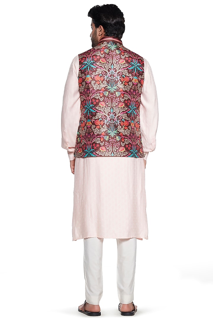 Brown Dupion Chintz Bundi Jacket by Siddhartha Bansal Men at Pernia's Pop Up Shop