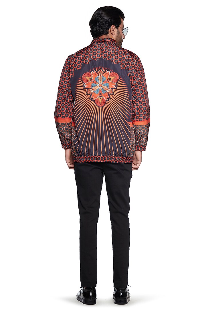 Orange & Blue Tetron Jacket by Siddhartha Bansal Men at Pernia's Pop Up Shop