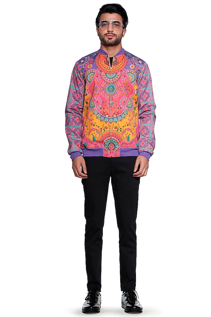 Multi Colored Cotton Jacket by Siddhartha Bansal Men