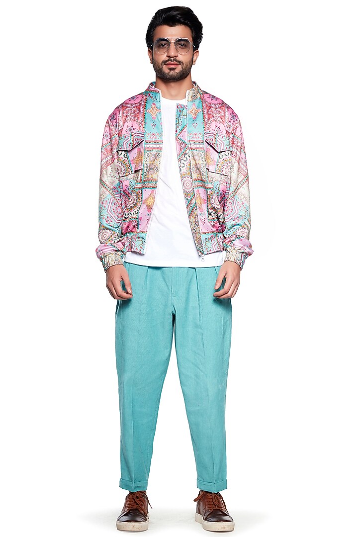 Sky Blue Corduroy Pants by Siddhartha Bansal Men at Pernia's Pop Up Shop