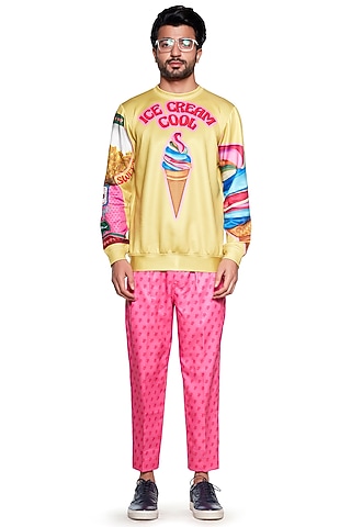 Yellow Ice-Cream Printed T-shirt by Siddhartha Bansal Men