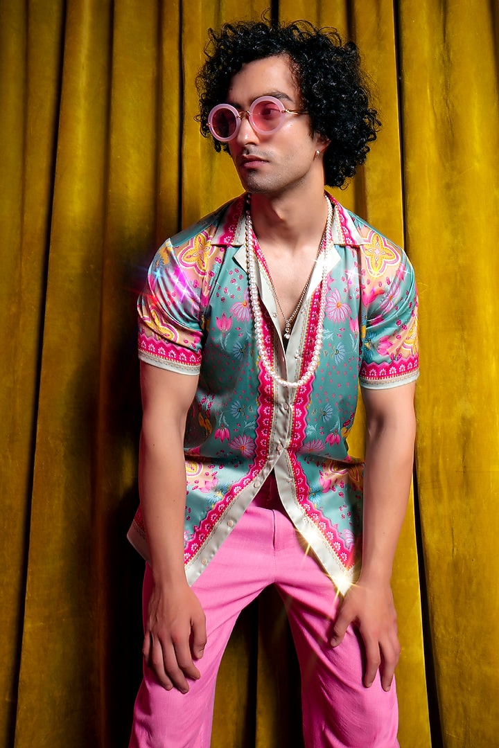 Multi Colored Printed Party Wear Shirt by Siddhartha Bansal Men at Pernia's Pop Up Shop