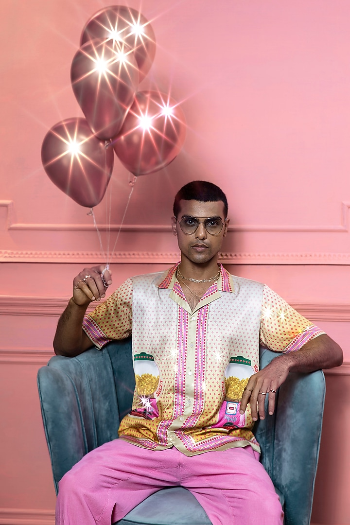 Multi Colored Printed Cotton Satin Party Wear Shirt by Siddhartha Bansal Men at Pernia's Pop Up Shop