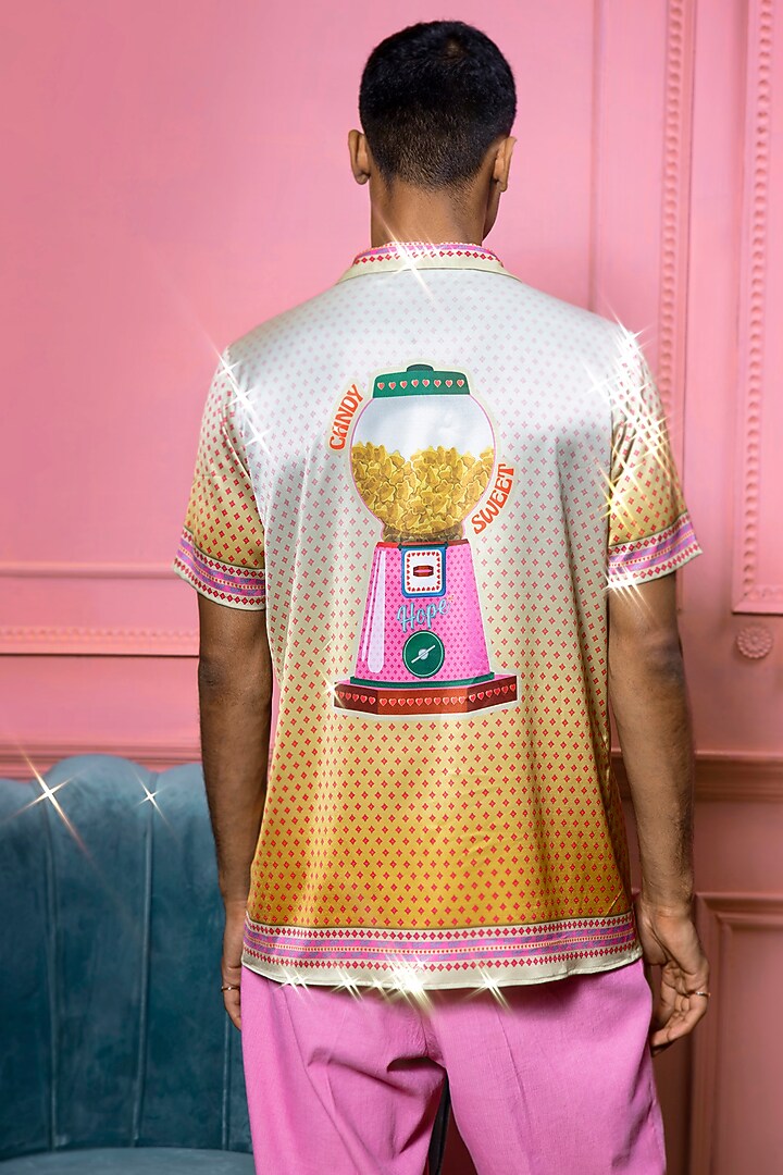 Multi Colored Printed Cotton Satin Party Wear Shirt by Siddhartha Bansal Men at Pernia's Pop Up Shop