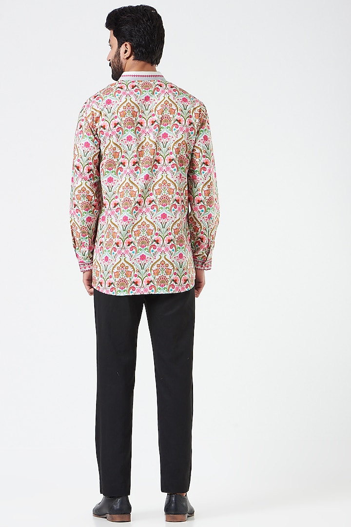Multi-Colored Cotton Satin Paisley Printed Party Wear Shirt by Siddhartha Bansal Men at Pernia's Pop Up Shop