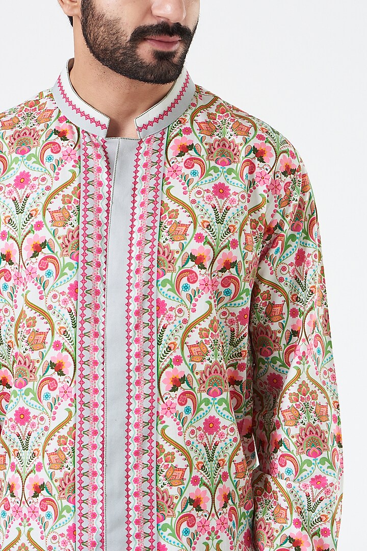 Multi-Colored Cotton Satin Paisley Printed Party Wear Shirt by Siddhartha Bansal Men at Pernia's Pop Up Shop
