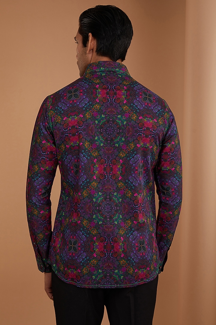 Multi-Colored Cotton Satin Digital Printed Party Wear Shirt by Siddhartha Bansal Men at Pernia's Pop Up Shop