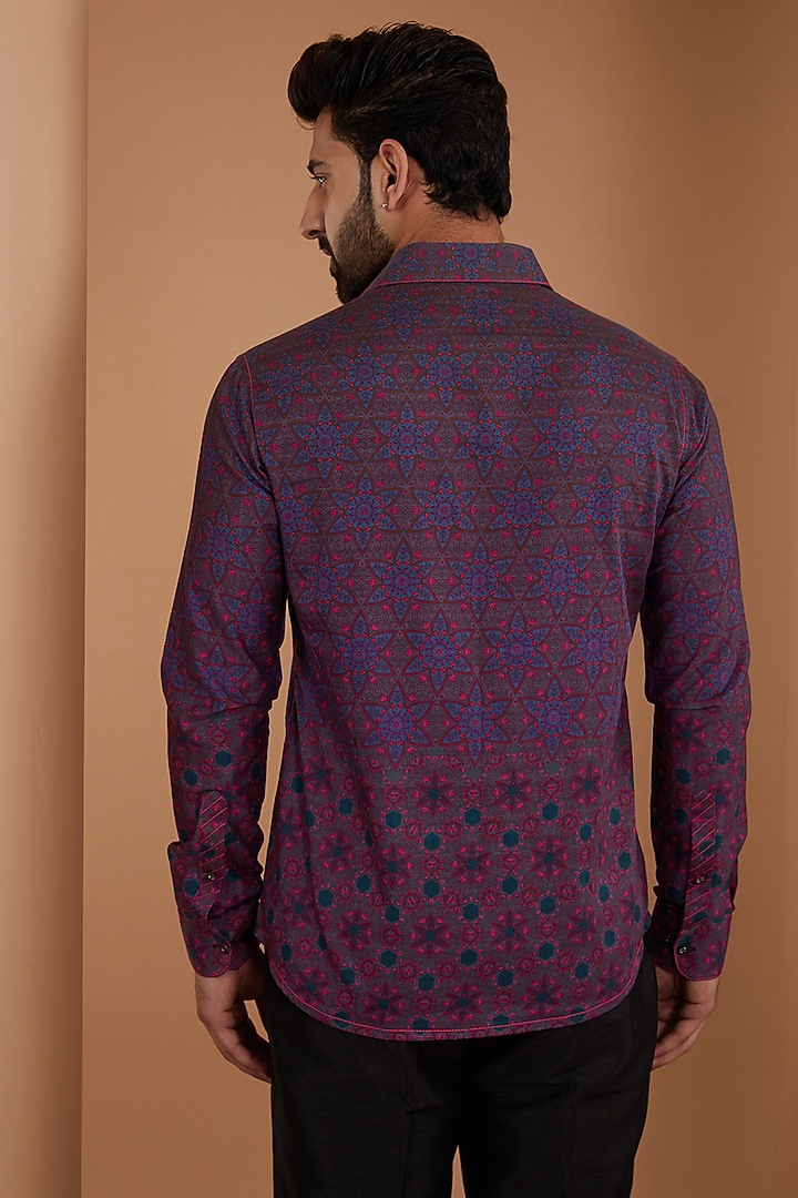 Multi-Colored Cotton Satin Digital Printed Party Wear Shirt by Siddhartha Bansal Men at Pernia's Pop Up Shop