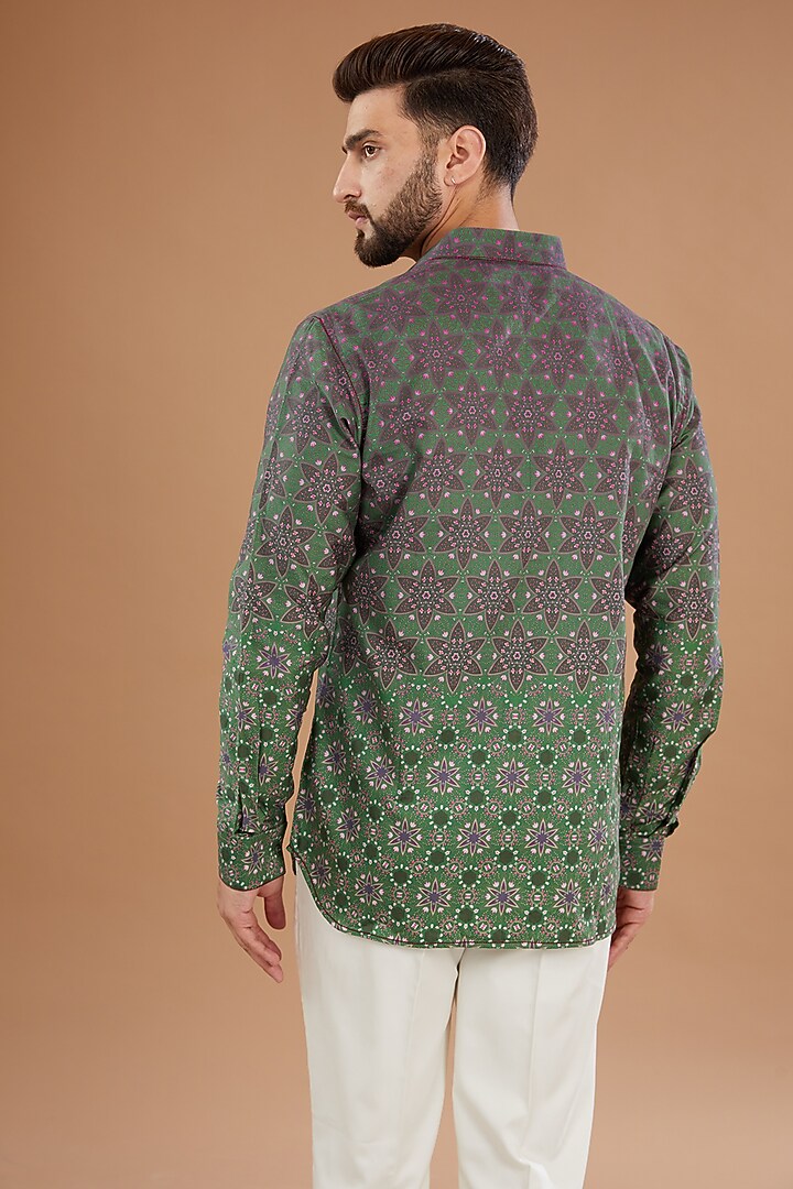 Multi-Colored Cotton Satin Digital Printed Party Wear Shirt by Siddhartha Bansal Men at Pernia's Pop Up Shop