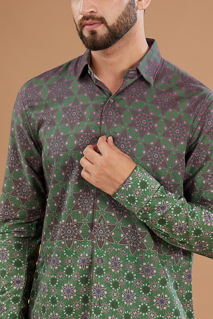 Multi-Colored Cotton Satin Digital Printed Party Wear Shirt by Siddhartha Bansal Men at Pernia's Pop Up Shop