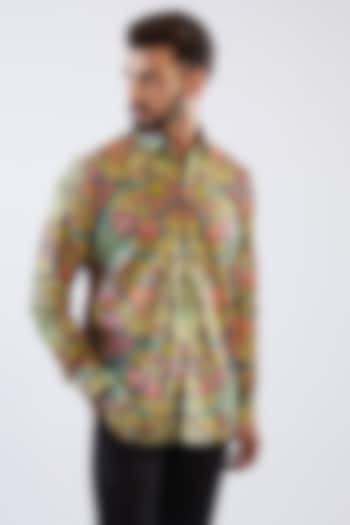 Multi-Colored Cotton Satin Digital Printed Shirt by Siddhartha Bansal Men