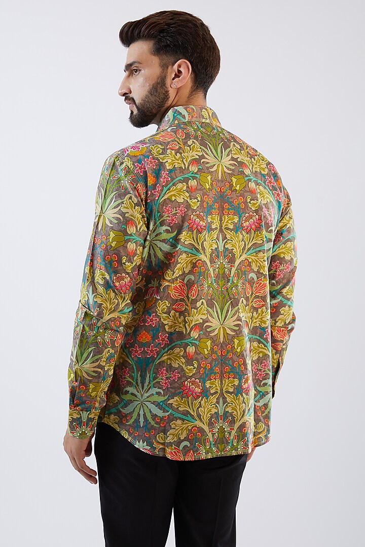 Multi-Colored Cotton Satin Digital Printed Party Wear Shirt by Siddhartha Bansal Men at Pernia's Pop Up Shop