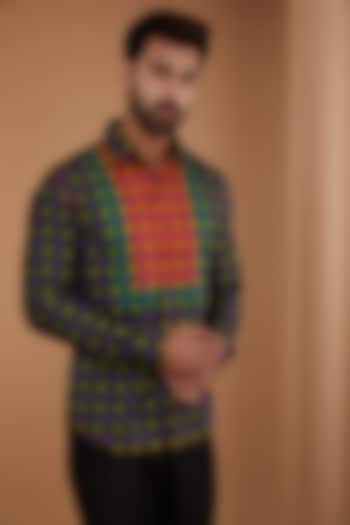 Multi-Colored Cotton Satin Digital Printed Shirt by Siddhartha Bansal Men