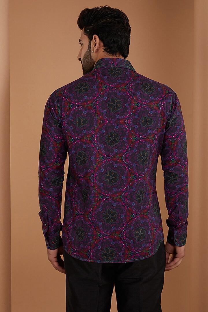 Multi-Colored Cotton Satin Digital Printed Party Wear Shirt by Siddhartha Bansal Men at Pernia's Pop Up Shop