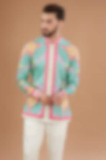 Multi-Colored Cotton Satin Digital Printed Shirt by Siddhartha Bansal Men