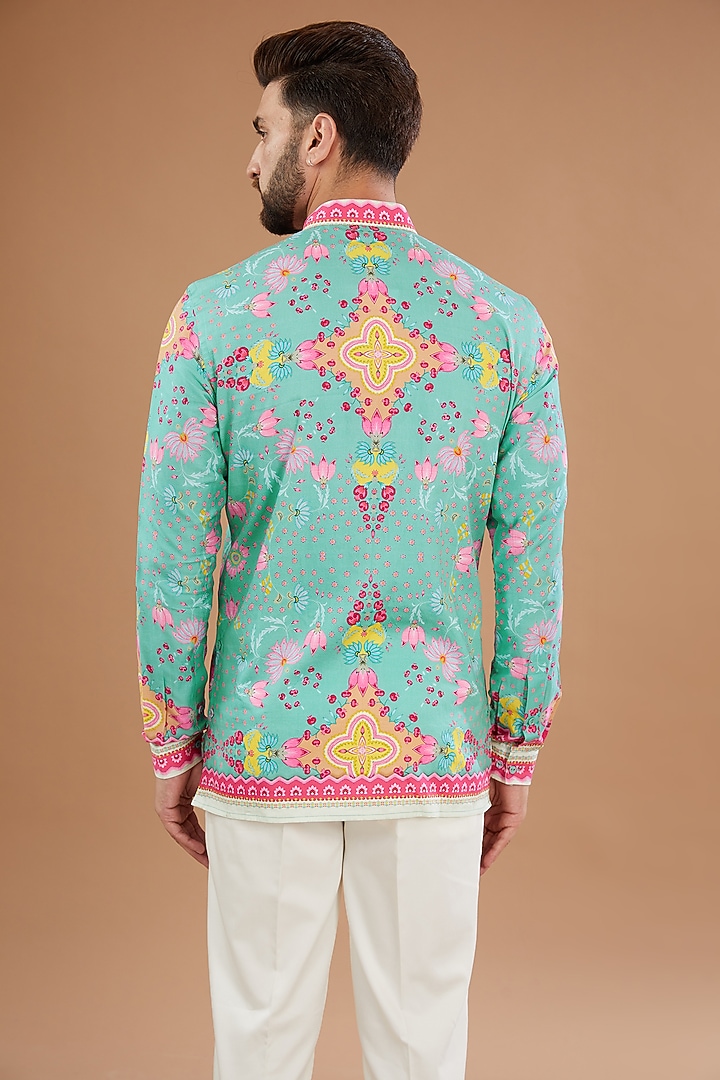 Multi-Colored Cotton Satin Digital Printed Party Wear Shirt by Siddhartha Bansal Men at Pernia's Pop Up Shop