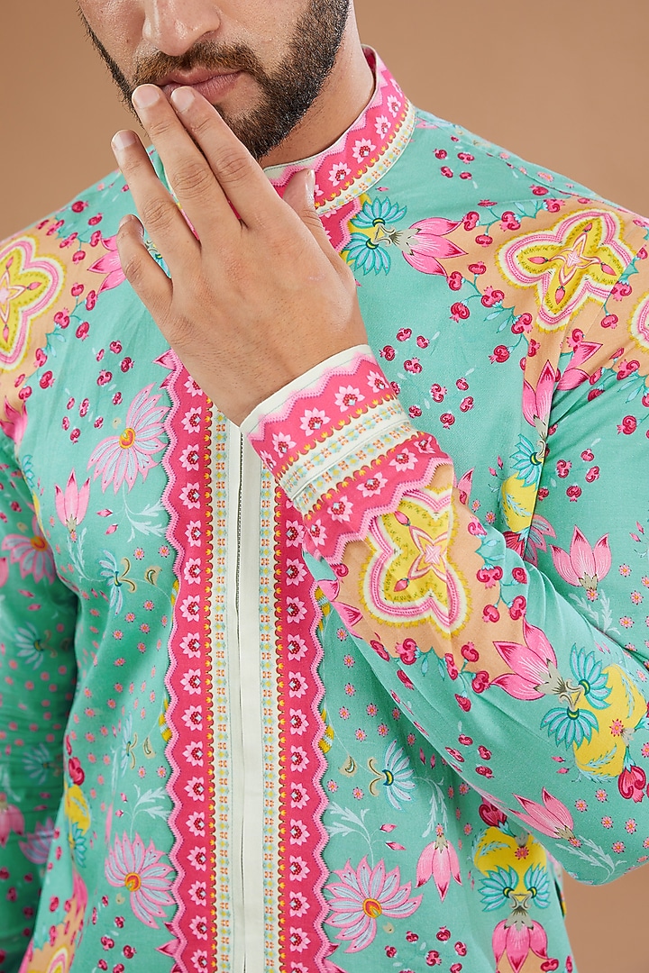 Multi-Colored Cotton Satin Digital Printed Party Wear Shirt by Siddhartha Bansal Men at Pernia's Pop Up Shop