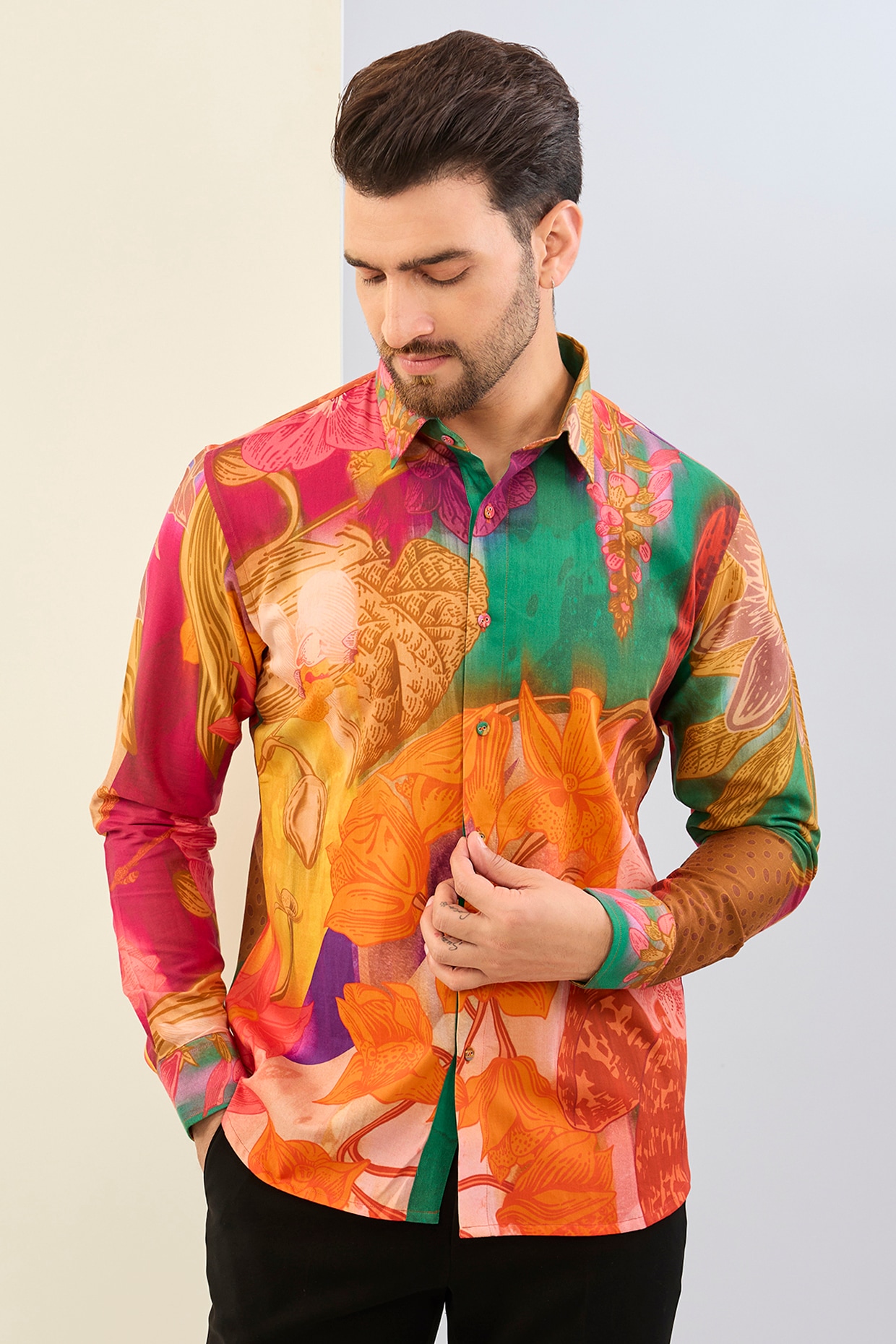 PEACH RAYON OMBRE SHIRT