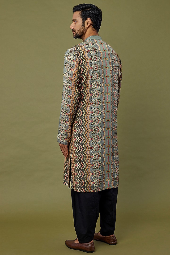 Grey Viscose Printed Kurta Set by Siddhartha Bansal Men at Pernia's Pop Up Shop