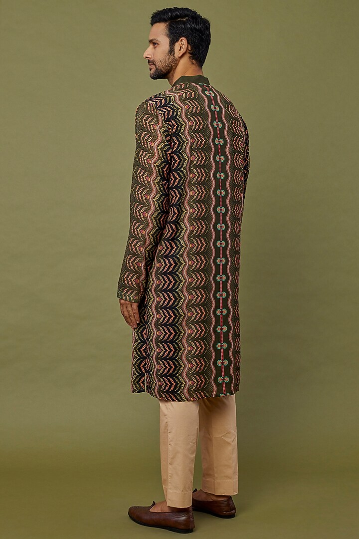 Brown Viscose Stripe Digital Printed Kurta Set by Siddhartha Bansal Men at Pernia's Pop Up Shop