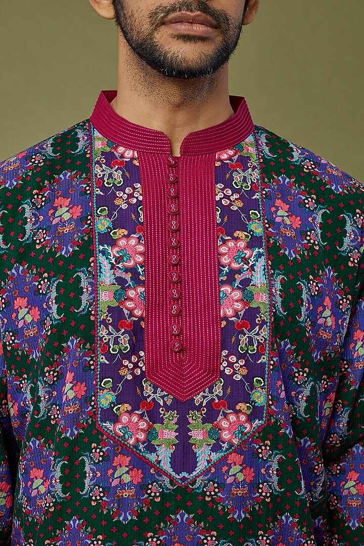 Purple Digital Printed Kurta Set by Siddhartha Bansal Men at Pernia's Pop Up Shop