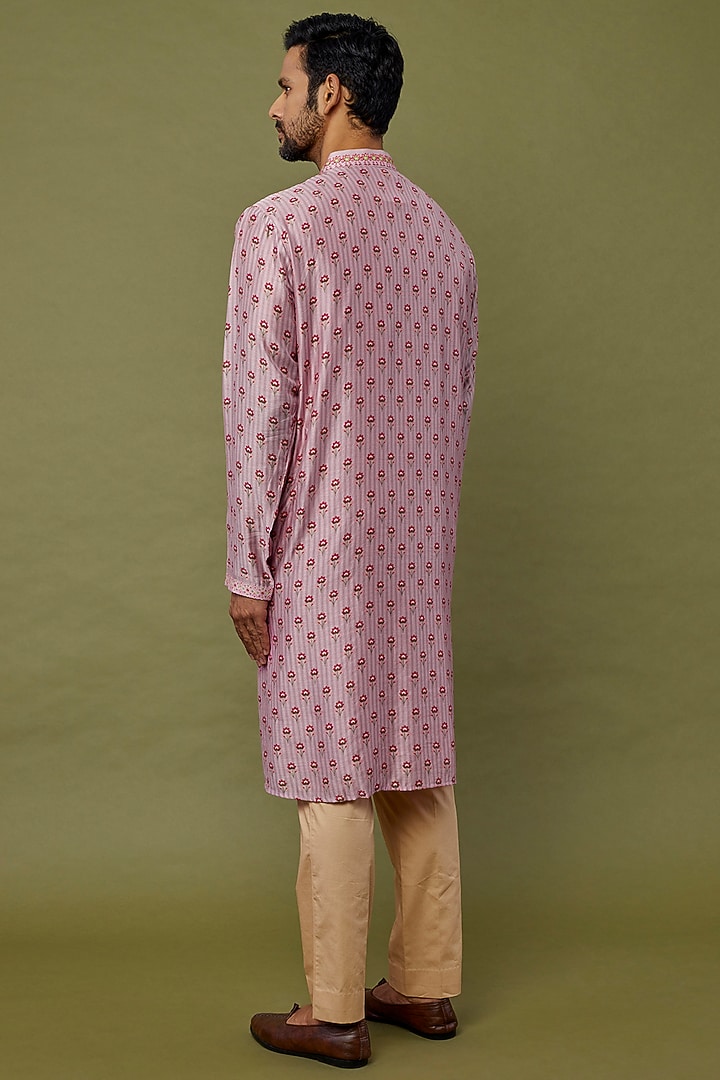 Lavender Embroidered Kurta Set by Siddhartha Bansal Men at Pernia's Pop Up Shop