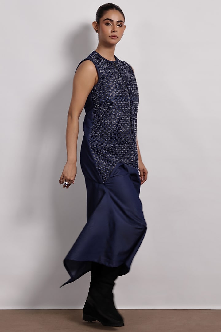 Denim Blue Sleeveless Maxi Vacation Dress by Devina Juneja at Pernia's Pop Up Shop
