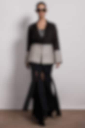 Black-White Organza Blazer by Devina Juneja at Pernia's Pop Up Shop