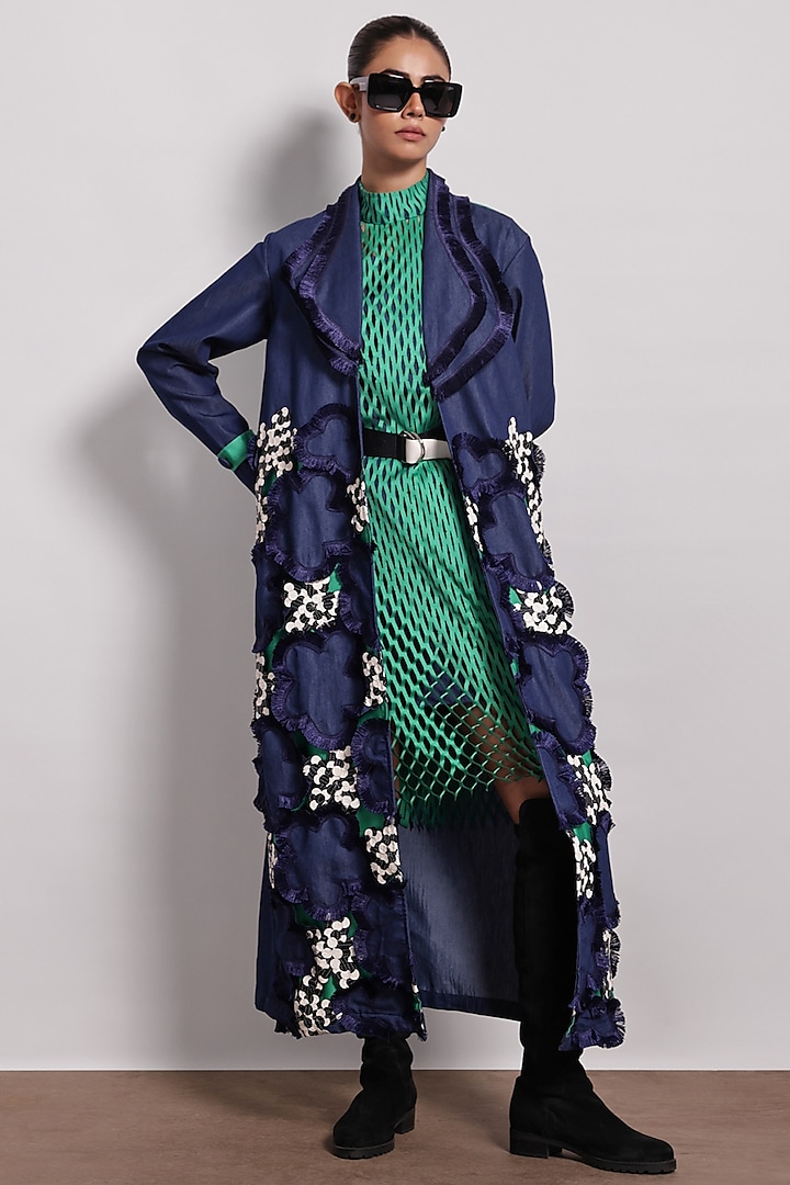 Denim Blue Jacket by Devina Juneja at Pernia's Pop Up Shop