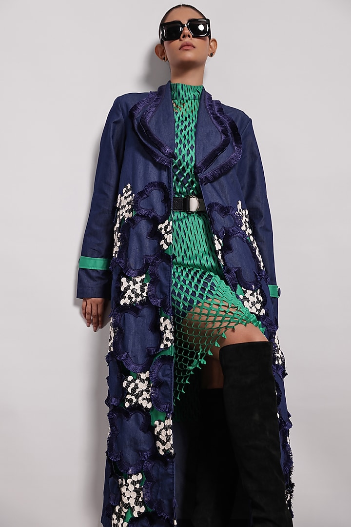 Denim Blue Jacket by Devina Juneja at Pernia's Pop Up Shop