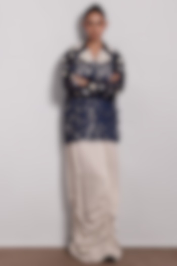 Bone-Colored Satin Ruched Maxi Skirt by Devina Juneja at Pernia's Pop Up Shop