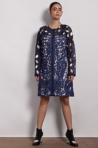 Denim Blue Mini Dress by Devina Juneja